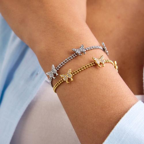 Bracelet en acier inoxydable, Acier inoxydable 304, Placage de couleur d'or, bijoux de mode & avec strass, plus de couleurs à choisir, Vendu par PC