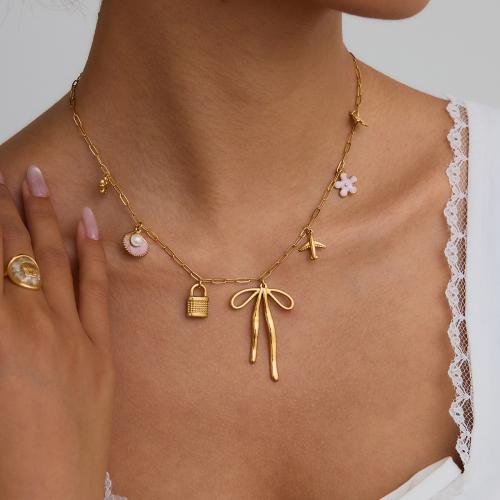 ステンレス鋼のジュエリーネックレス, 304ステンレススチール, とともに プラスチック製パール, ゴールドメッキ, ファッションジュエリー & エナメル, 無色, 売り手 パソコン