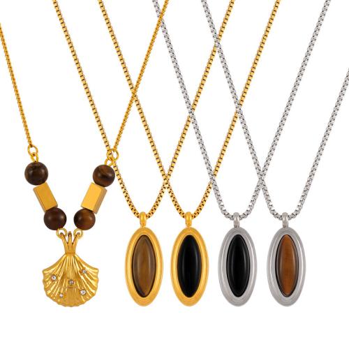 304ステンレススチール ネックレス, とともに タイガーアイ, メッキ, 選択のための異なった材料 & 異なるスタイルを選択 & 女性用, 無色, 売り手 パソコン