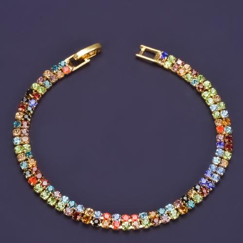 laiton bracelet, bijoux de mode & pour femme & avec strass, multicolore, Vendu par PC