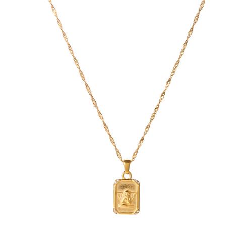 ステンレス鋼のジュエリーネックレス, 304ステンレススチール, メッキ, ファッションジュエリー & 女性用 & ライン石のある, 金色, 売り手 パソコン