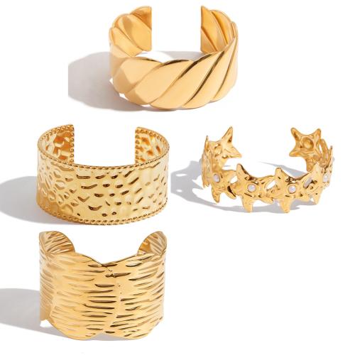 Bracelet en acier inoxydable, Acier inoxydable 304, Plaqué or 18K, bijoux de mode & styles différents pour le choix & pour femme, Vendu par PC[