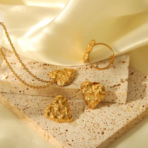 Parures de bijoux en acier inoxydable, Acier inoxydable 304, coeur, Placage, bijoux de mode & styles différents pour le choix & pour femme, doré, Vendu par PC