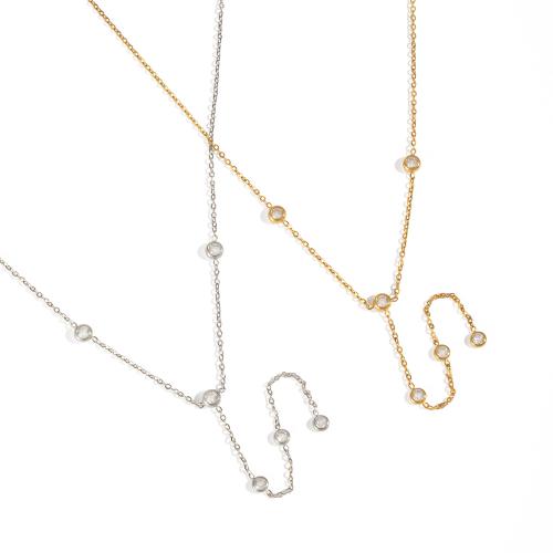 Ожерелье Цирконий нержавеющей стали, Нержавеющая сталь 304, с кубический цирконий, Другое покрытие, ювелирные изделия моды & Женский, Много цветов для выбора, продается PC