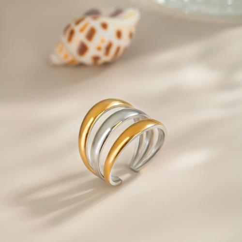 Bague en acier inoxydable, Acier inoxydable 304, Placage, pour femme & deux tons & creux, Vendu par PC