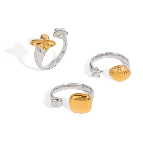 Bague en acier inoxydable, Acier inoxydable 304, Placage, styles différents pour le choix & pour femme & deux tons, Vendu par PC