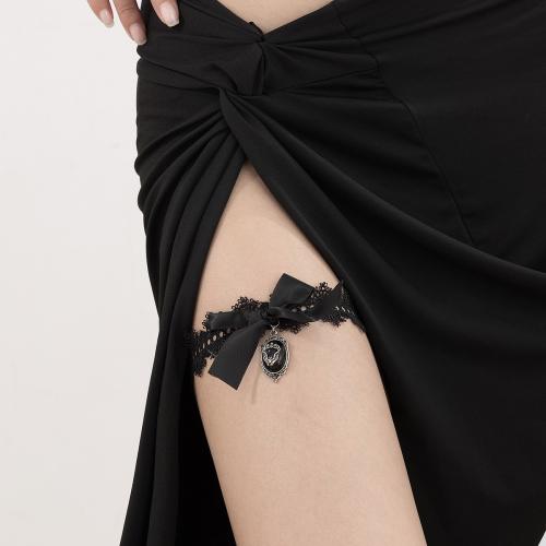 velours de coton Chaîne de jambe, avec Fils de polyester & lacet & Fibre de polyester & perle de plastique & alliage de zinc, styles différents pour le choix & pour femme, plus de couleurs à choisir, Vendu par PC[