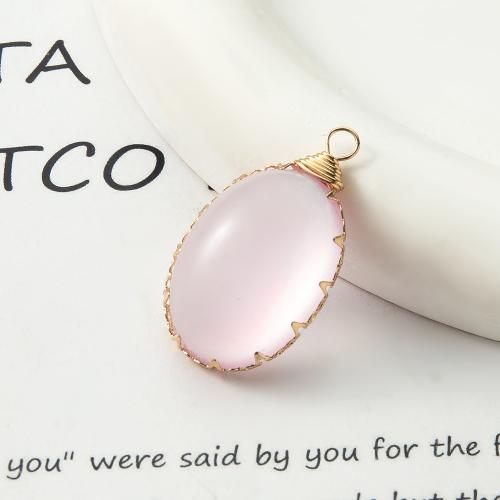 Resin Pendant, with Brass, plated, DIY, pink 