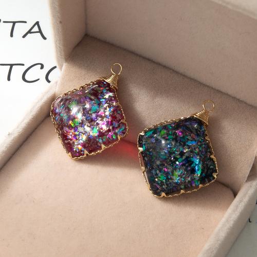 Resin Brass Pendants, with Brass, plated, DIY 