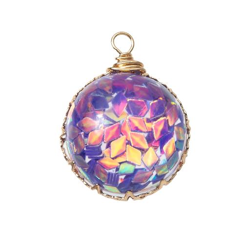 Resin Pendant, with Brass, plated, DIY, mixed colors 