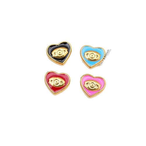 Stainless Steel Beads, 304 Stainless Steel, Heart, plated, DIY & enamel 