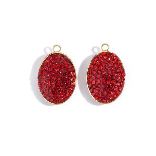 Pendentifs en acier inoxydable strass, Acier inoxydable 304, ellipse, Placage, DIY & avec strass, plus de couleurs à choisir Vendu par sac