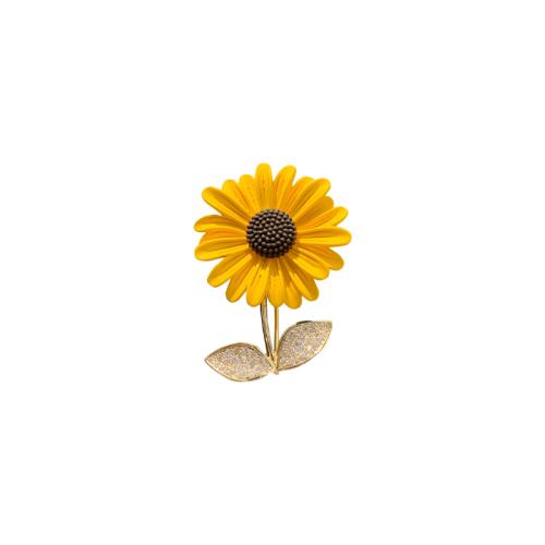 Zinc Alloy Jewelry Brooch, Sunflower, gold color plated, fashion jewelry & for woman 