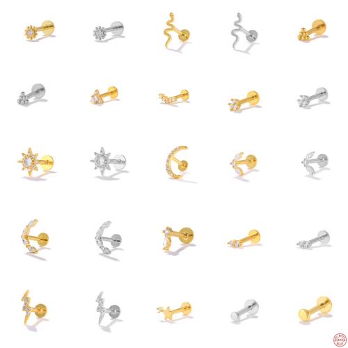 925 пробы серьги для пирсинга, разные стили для выбора & инкрустированное микро кубического циркония & Женский продается PC[