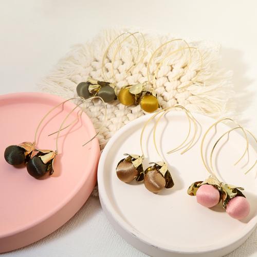 Латунь Сережка, с ткань, плакирован золотом, ювелирные изделия моды & Женский, Много цветов для выбора, 60mm, продается Пара