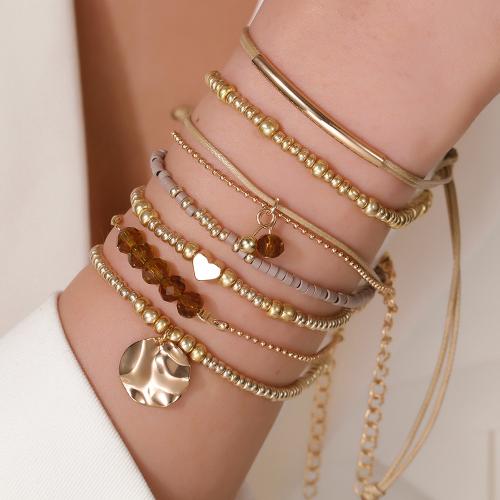 Imitation Quarz Harz Verbindung, Zinklegierung, mit Kupfer+Beschichtet+Eisen & Seedbead, goldfarben plattiert, Modeschmuck, keine, 7SträngeStrang/Menge, verkauft von Menge