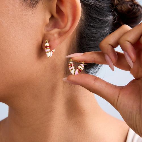 Stainless Steel Leverback Earring, 304 Stainless Steel, gold color plated, fashion jewelry & enamel 