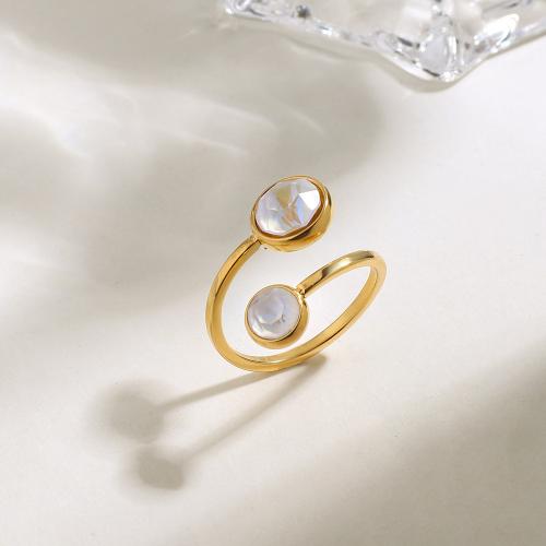 Bague en acier inoxydable Incrusté de zircon, Acier inoxydable 304, Placage de couleur d'or, bijoux de mode & pavé de micro zircon, plus de couleurs à choisir, Vendu par sac