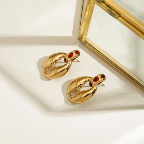 Boucle d'oreille goutte inox, Acier inoxydable 304, Placage de couleur d'or, bijoux de mode & pavé de micro zircon, plus de couleurs à choisir, Vendu par paire