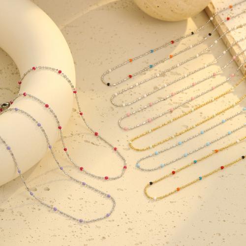 304ステンレススチール ネックレス, とともに シードビーズ, メッキ, ファッションジュエリー & 女性用 & エナメル, 無色, 売り手 パソコン