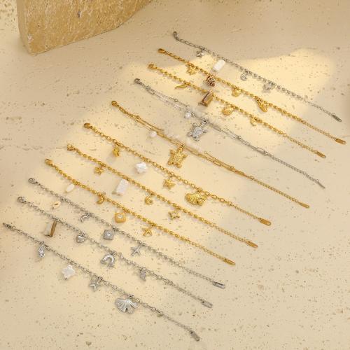 Acier inoxydable 304 bracelet, avec pierrecaillou & perle de plastique, Placage, bijoux de mode & styles différents pour le choix & pour femme, plus de couleurs à choisir, Vendu par PC