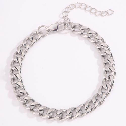 Bracelets en acier inoxydable, Acier inoxydable 304, Placage, bijoux de mode & pour homme, argent, Vendu par PC