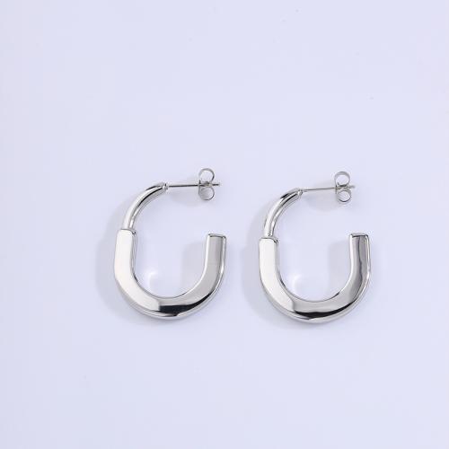 Boucle en acier inoxydable, Acier inoxydable 304, Placage, bijoux de mode & pour femme, argent, Vendu par paire