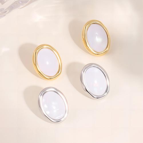 Boucle en acier inoxydable, Acier inoxydable 304, avec coquille blanche, Placage, bijoux de mode & pour femme, plus de couleurs à choisir, Vendu par PC
