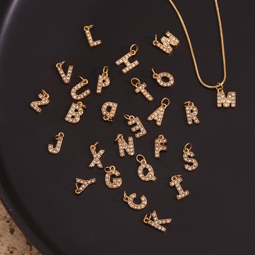 Pendentif de lettre en acier inoxydable, acier inoxydable 316L, Lettre d’alphabet, Plaqué or 18K, DIY & styles différents pour le choix & avec strass, Vendu par PC