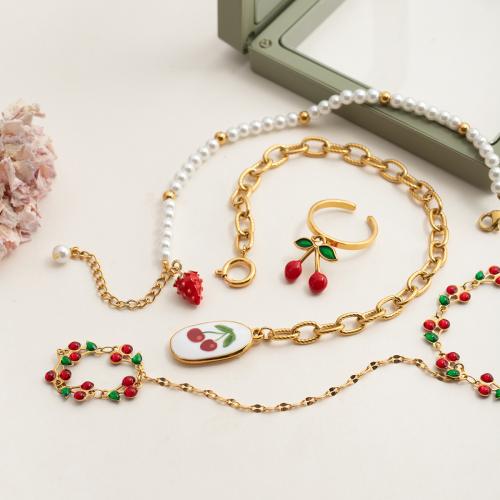 Parures de bijoux en acier inoxydable, Acier inoxydable 304, Placage, styles différents pour le choix & pour femme & émail, doré, Vendu par PC