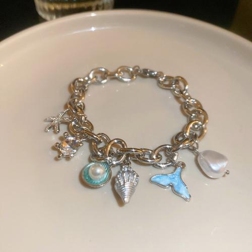 Zinc Alloy Rhinestone Bracelets, with Plastic Pearl, plated, fashion jewelry & for woman & with rhinestone Approx 18.55 cm 