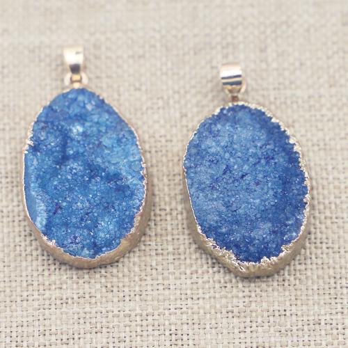 Ice Quartz Agate Pendant, with Brass, DIY, mixed colors [