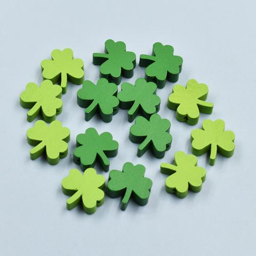 Wood Beads, Three Leaf Clover, DIY 