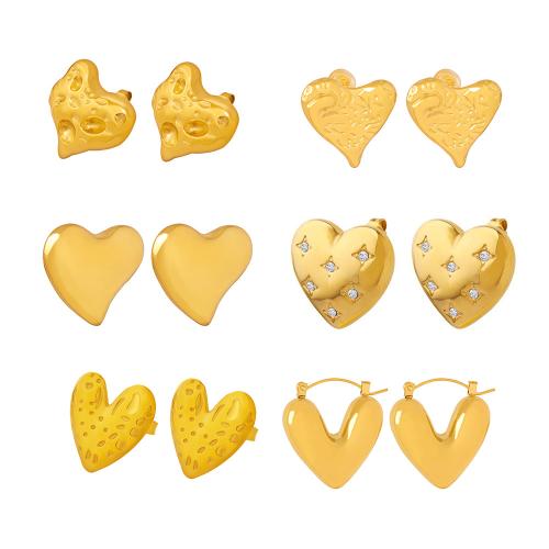 Boucle en acier inoxydable, Acier inoxydable 304, coeur, Placage, normes différentes pour le choix & styles différents pour le choix & pour femme, plus de couleurs à choisir, Vendu par paire