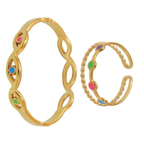 Ensembles de bijoux en acier inoxydable émaillé, Acier inoxydable 304, Placage, styles différents pour le choix & pour femme & creux, plus de couleurs à choisir, Vendu par PC