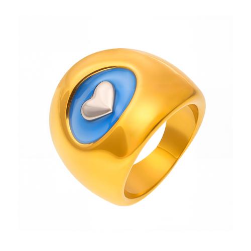 Enamel Stainless Steel Finger Ring, 304 Stainless Steel, plated & for woman 