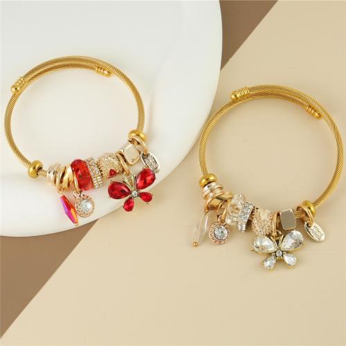 Acier inoxydable 304 Cuff Bracelet européenne, Placage, bijoux de mode & pour femme & avec strass, plus de couleurs à choisir, Vendu par PC[