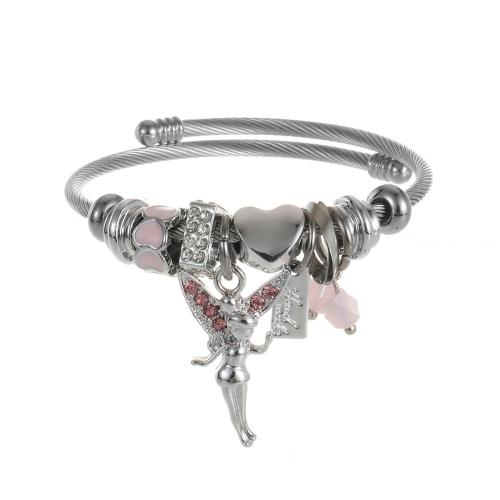 Acier inoxydable 304 Cuff Bracelet européenne, avec alliage de zinc, Placage, bijoux de mode & pour femme & avec strass, plus de couleurs à choisir, The diameter is approximately 5.5CM, Vendu par PC[