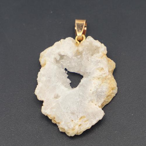 Чистый кварц подвеска, с Латунь, Нерегулярные, Другое покрытие, DIY, белый продается PC