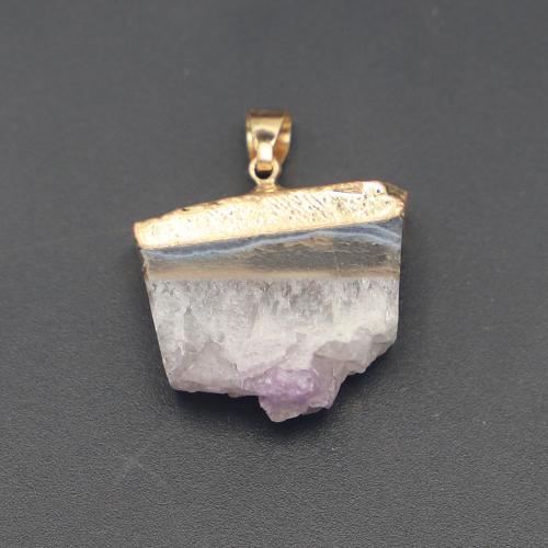 Аметист подвеска, с Латунь, Нерегулярные, Другое покрытие, DIY, фиолетовый продается PC