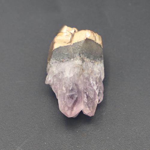 Аметист подвеска, с Латунь, Нерегулярные, Другое покрытие, DIY, фиолетовый продается PC