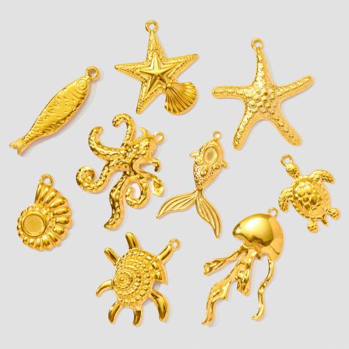 Titanium Steel Pendants, gold color plated, DIY, golden 
