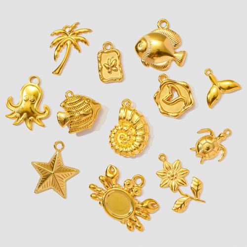 Titanium Steel Pendants, gold color plated, DIY, golden 