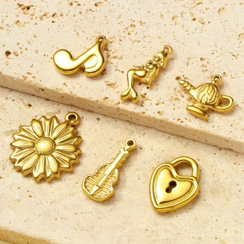 Titanium Steel Pendants, gold color plated, DIY, golden 