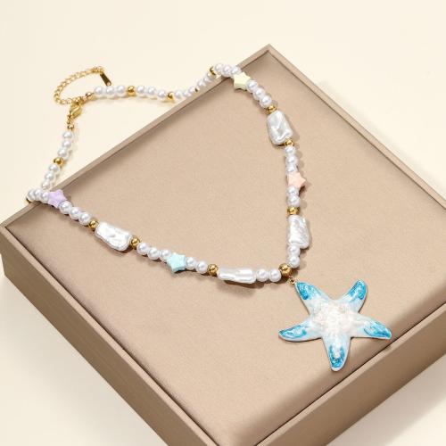Collier de perles en plastique, Plastique ABS perle, avec résine & Acier inoxydable 304, Placage, Glaçure en porcelaine & DIY & émail, plus de couleurs à choisir, Vendu par PC