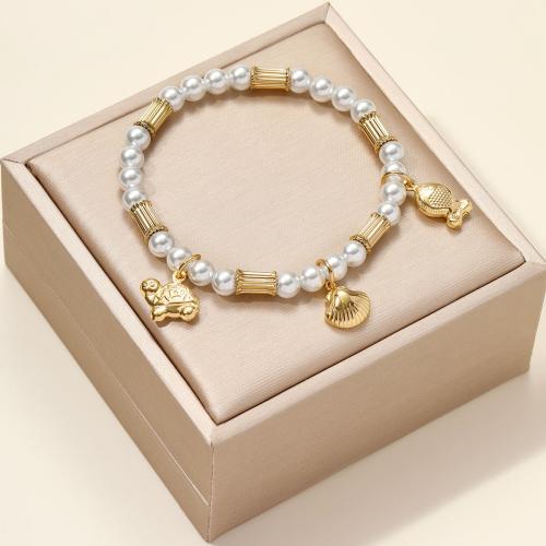 ABS Plastic Pearl Bracelet, with Titanium Steel, plated, DIY 