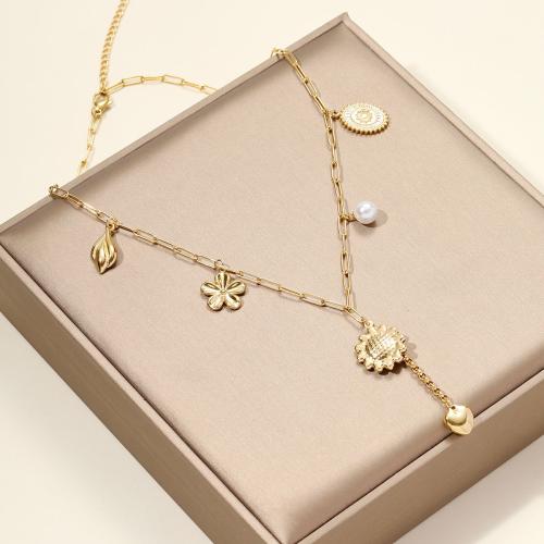 ステンレス鋼のジュエリーネックレス, 304ステンレススチール, とともに ABS 樹脂パール & 樹脂, メッキ, ファッションジュエリー, 無色, 売り手 パソコン