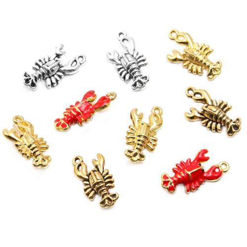 Zinc Alloy Enamel Pendants, Lobster, plated, DIY 