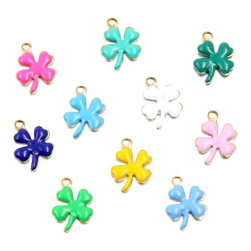 エナメル質のステンレス　ペンダント, 304ステンレススチール, 四つ葉のクローバー, メッキ, DIY, 無色, 100パソコン/バッグ, 売り手 バッグ