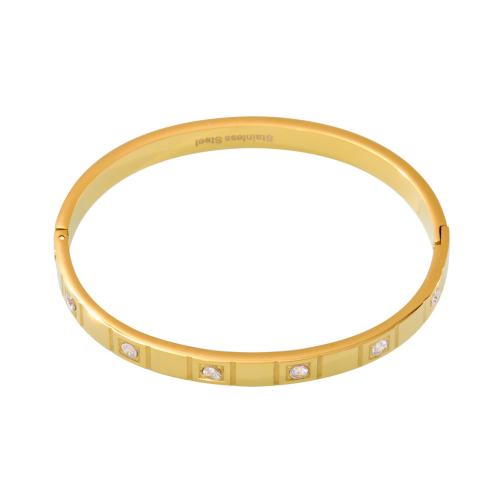 Acier inoxydable 304 bracelet ordinaire, Placage, bijoux de mode & unisexe & pavé de micro zircon, plus de couleurs à choisir, Vendu par PC